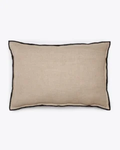 PAWAI cushion cover in linen in natural colour with black overlock - 372085