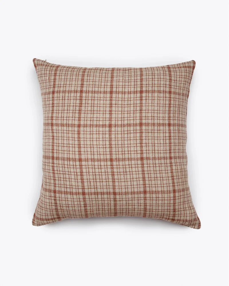 GADELA cushion cover in linen in natural colour with terracota stripes - 372761