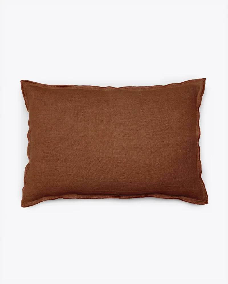 KAURA linen cushion cover in terracotta - 372805