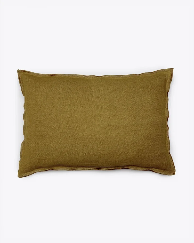 KAURA linen cushion cover in mustard - 372806