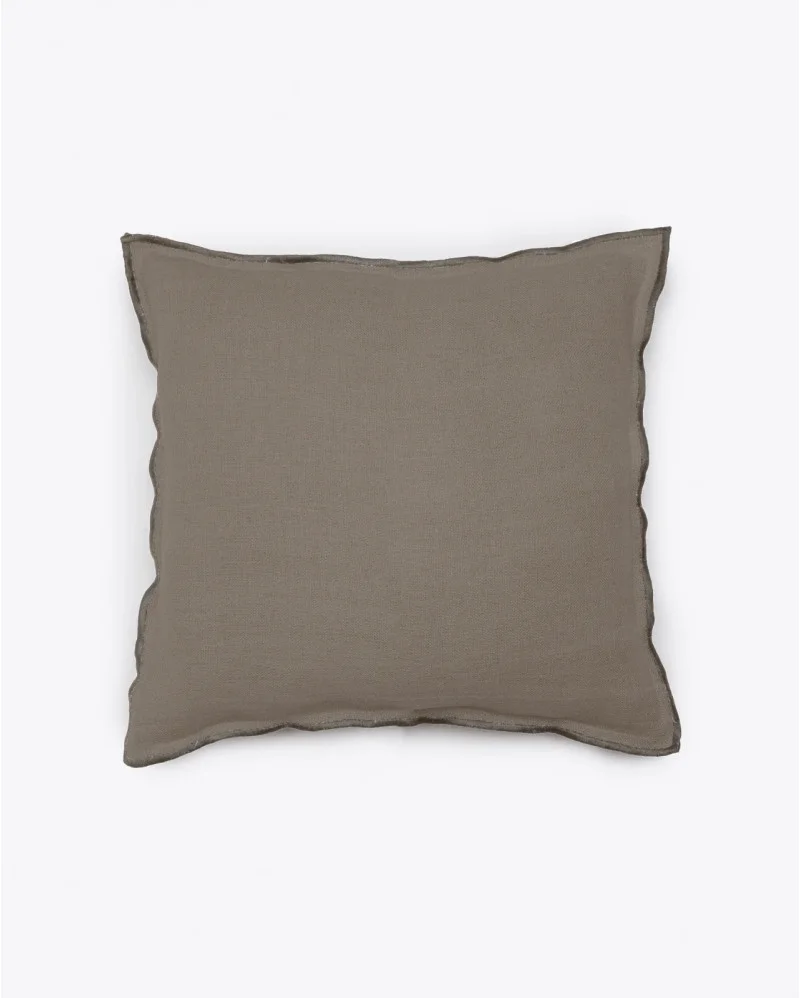 KAURA linen cushion cover in taupe - 372809