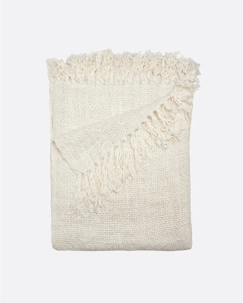 BADA plaid in linen in white colour - 373012