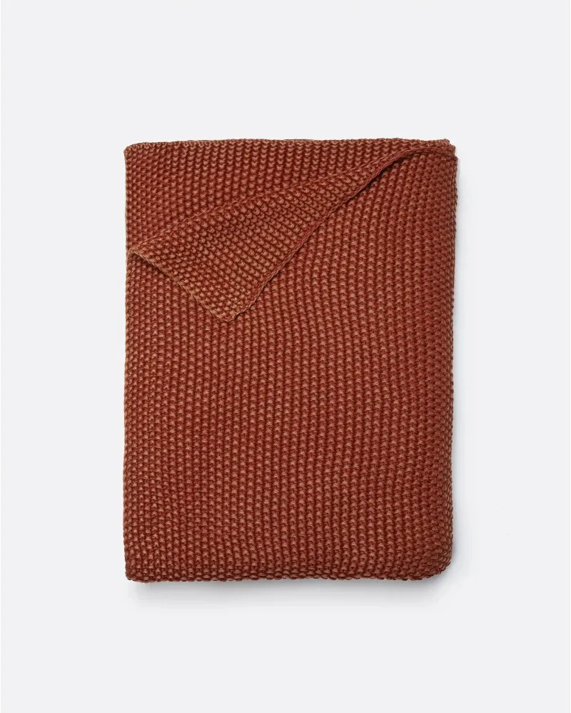 Plaid KARIKAL in organic cotton in terracotta colour - 373326