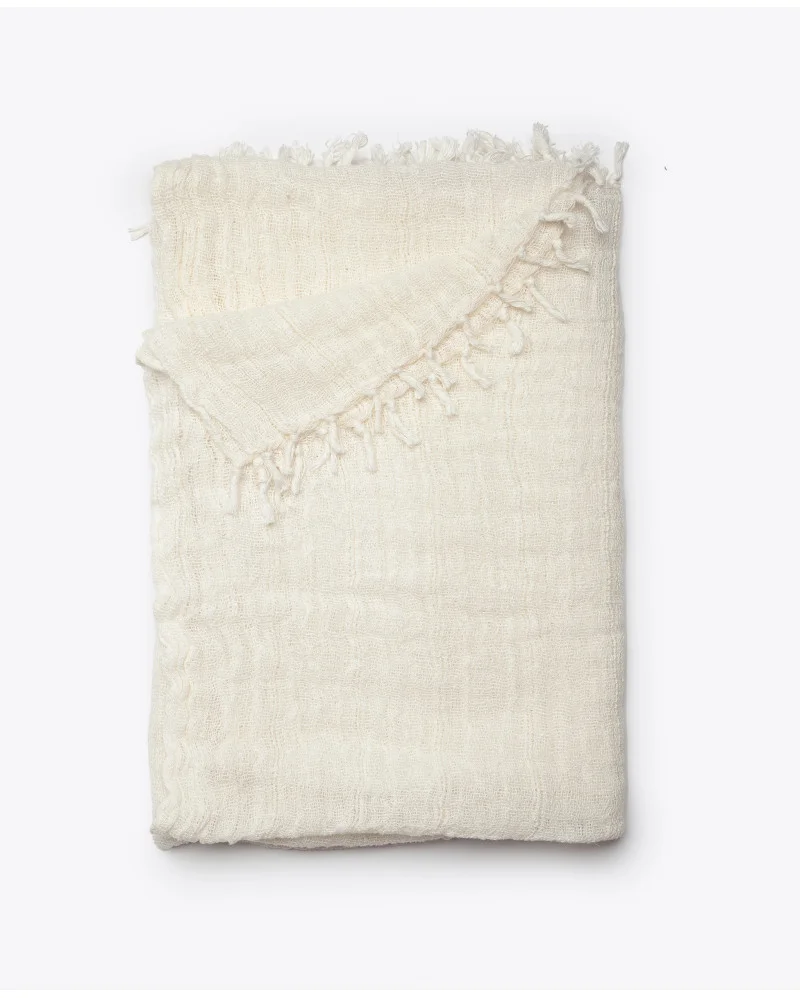 CHITKI plaid in linen in white colour - 373355