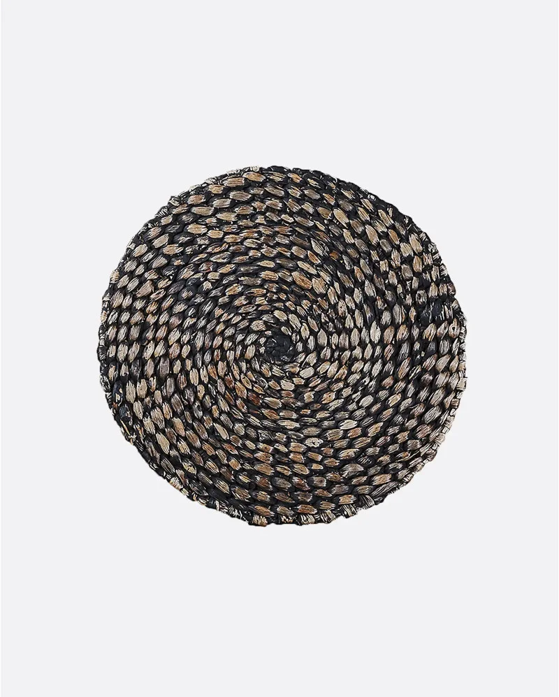 ROUND placemat in water hyacinth in black colour - 461022