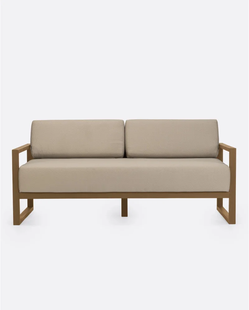 SELMA 2/3-seater outdoor sofa in teak wood in natural colour and natural upholstery - 913336