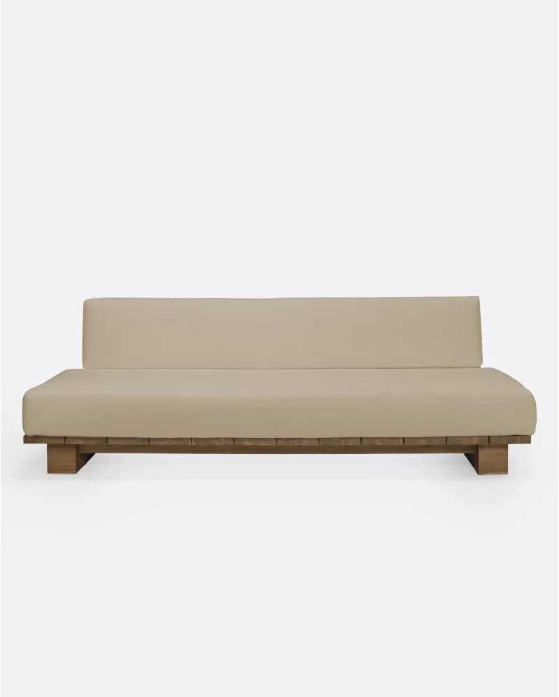 CORA 4-seater outdoor sofa in teak wood and synthetic rope in natural colour and natural textile - 913342