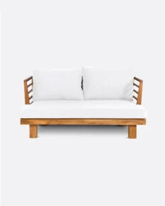 STRAUSS 2-seater outdoor sofa in recycled teak wood and olefin in white upholstery - 923082