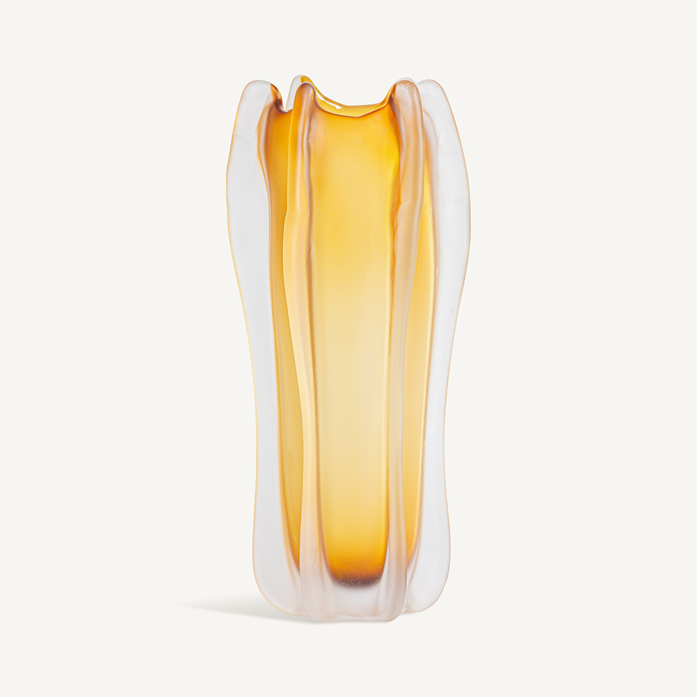 A beautiful Organic Sculptural Blown Amber Glass Vase oliveira furnituire decor algarve shop buy