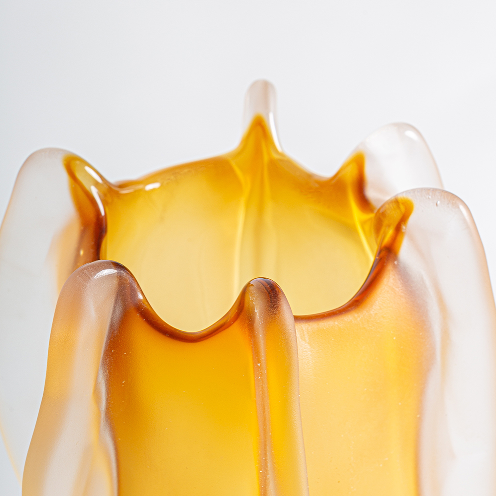A beautiful Organic Sculptural Blown Amber Glass Vase oliveira furnituire decor algarve shop buy