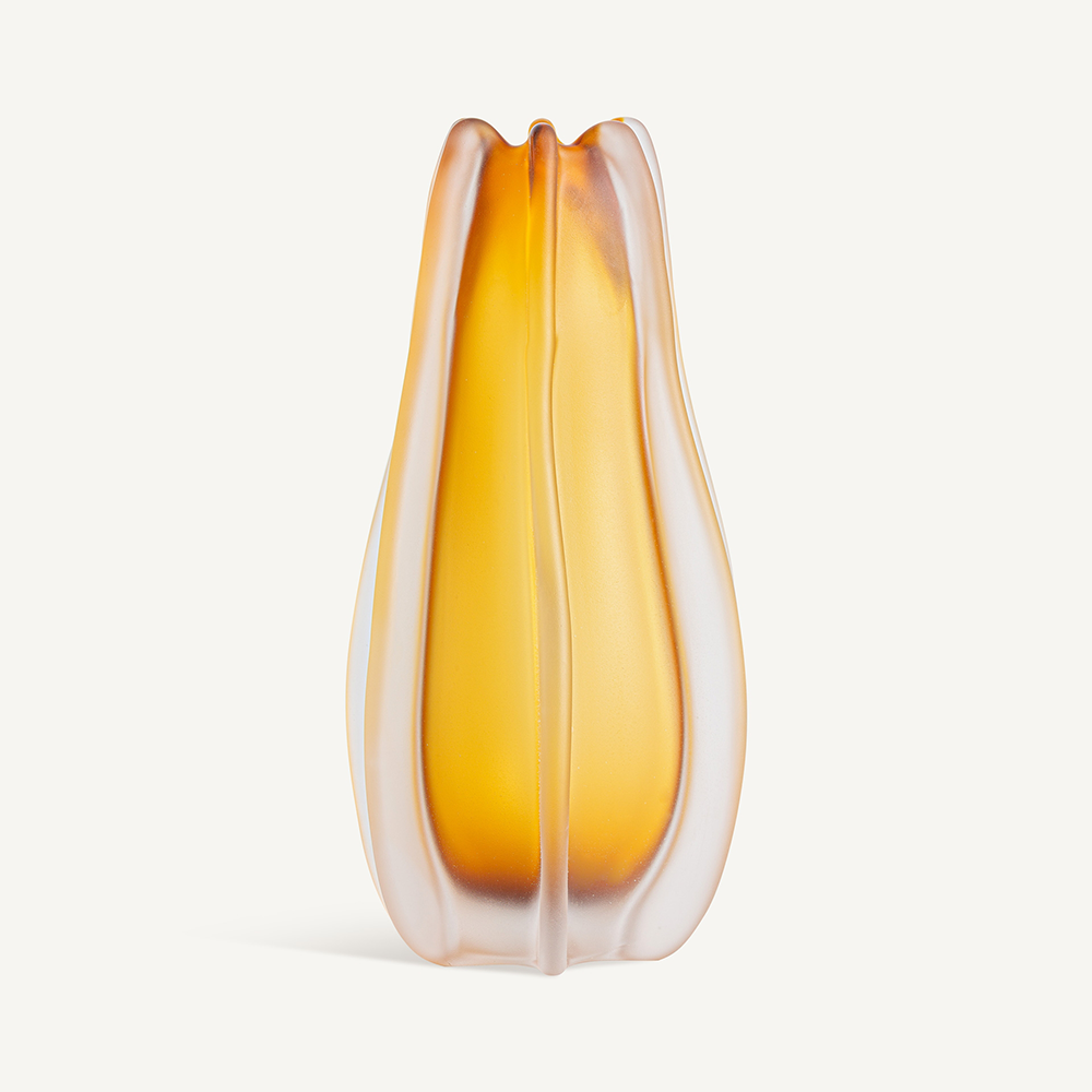A beautiful Organic Sculptural Blown Amber Glass Vase oliveira furnituire decor algarve shop buy
