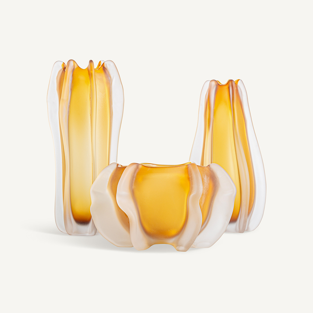 A beautiful Organic Sculptural Blown Amber Glass Vase oliveira furnituire decor algarve shop buy
