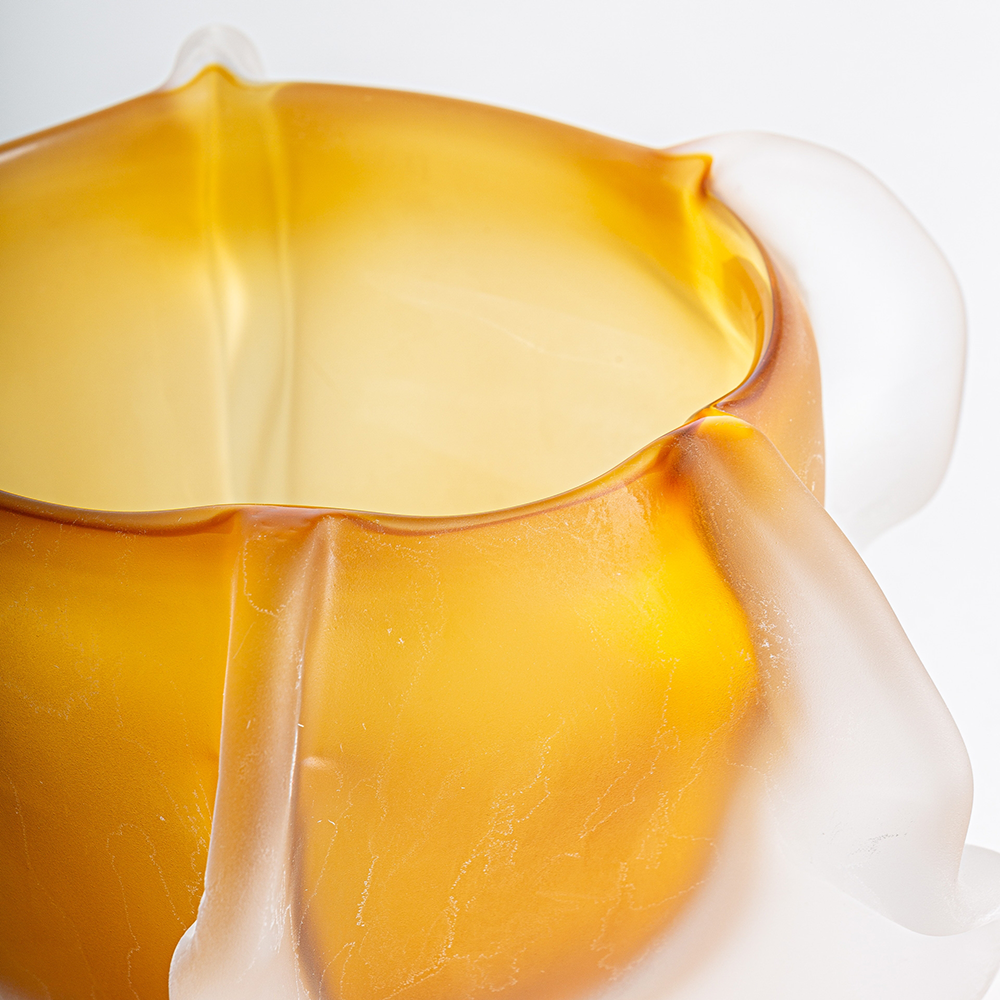 A beautiful Organic Sculptural Blown Amber Glass Vase oliveira furnituire decor algarve shop buy