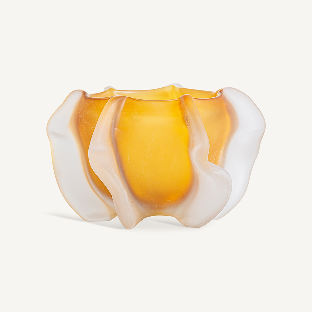 A beautiful Organic Sculptural Blown Amber Glass Vase oliveira furnituire decor algarve shop buy