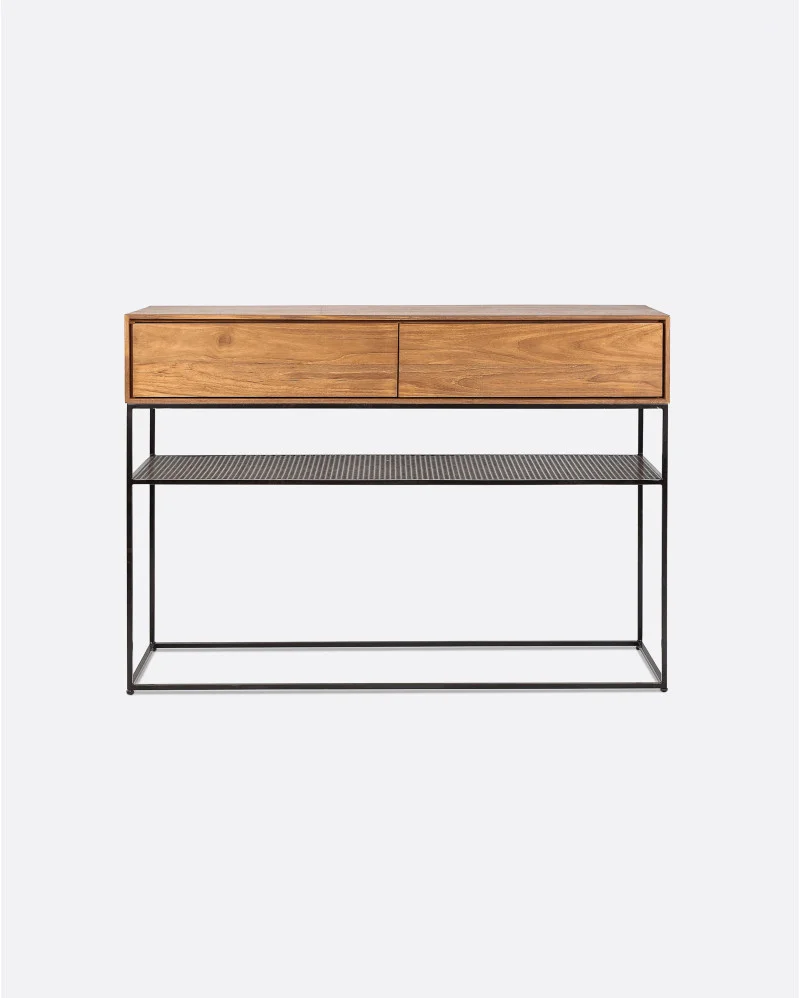 ONETWO console with drawers in recycled teak and iron - 114101