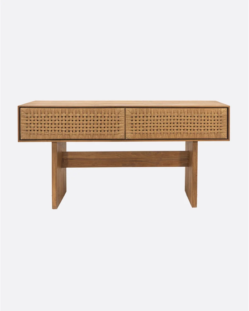 CORA console table in recycled teak and paper cord - 114131