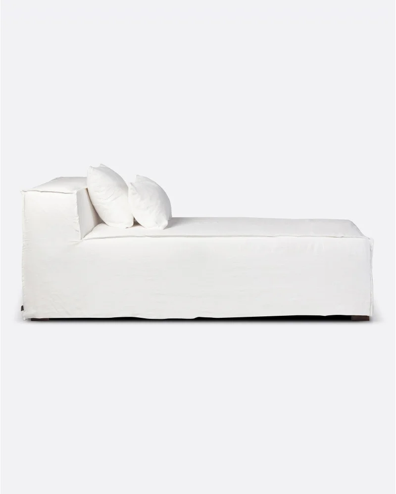 STROZZI chaise longue with linen cover in white colour - 125054