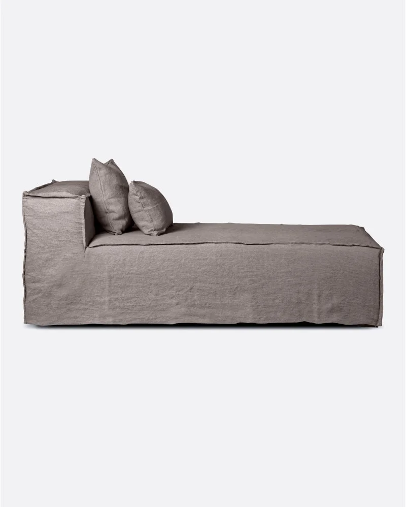 STROZZI chaise longue with linen cover in taupe colour - 125074