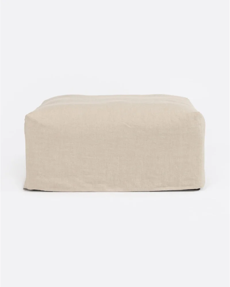 BEETHOVEN pouffe with cover in linen in cross colour - 125181