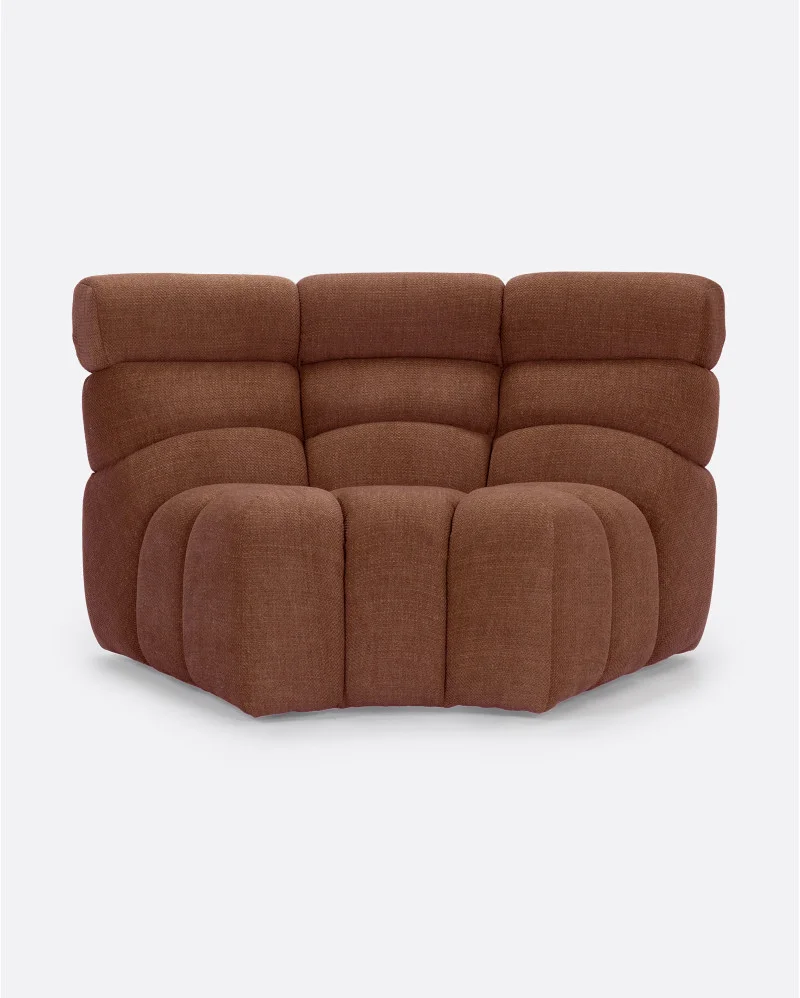 CHOPIN modular round corner sofa in recycled olefin in terracotta colour - 125238