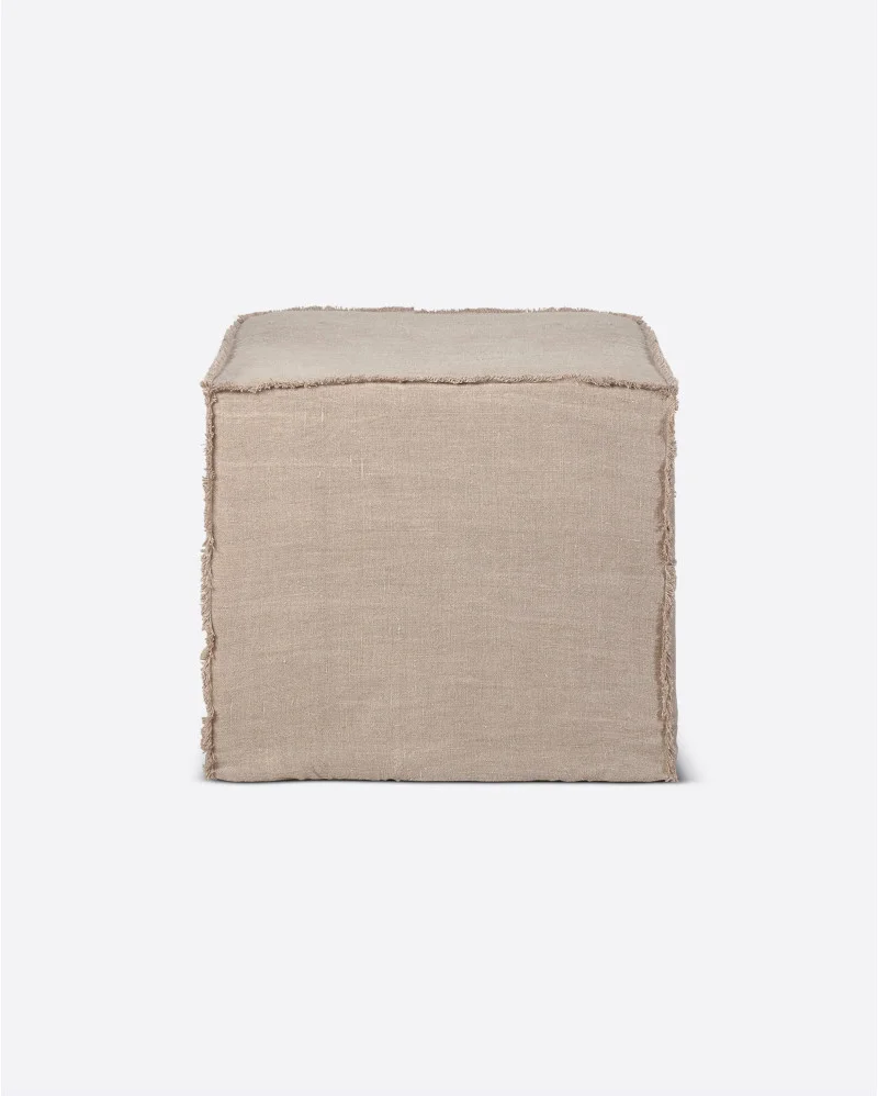 MUNNAR pouffe with linen cover in natural colour - 127091