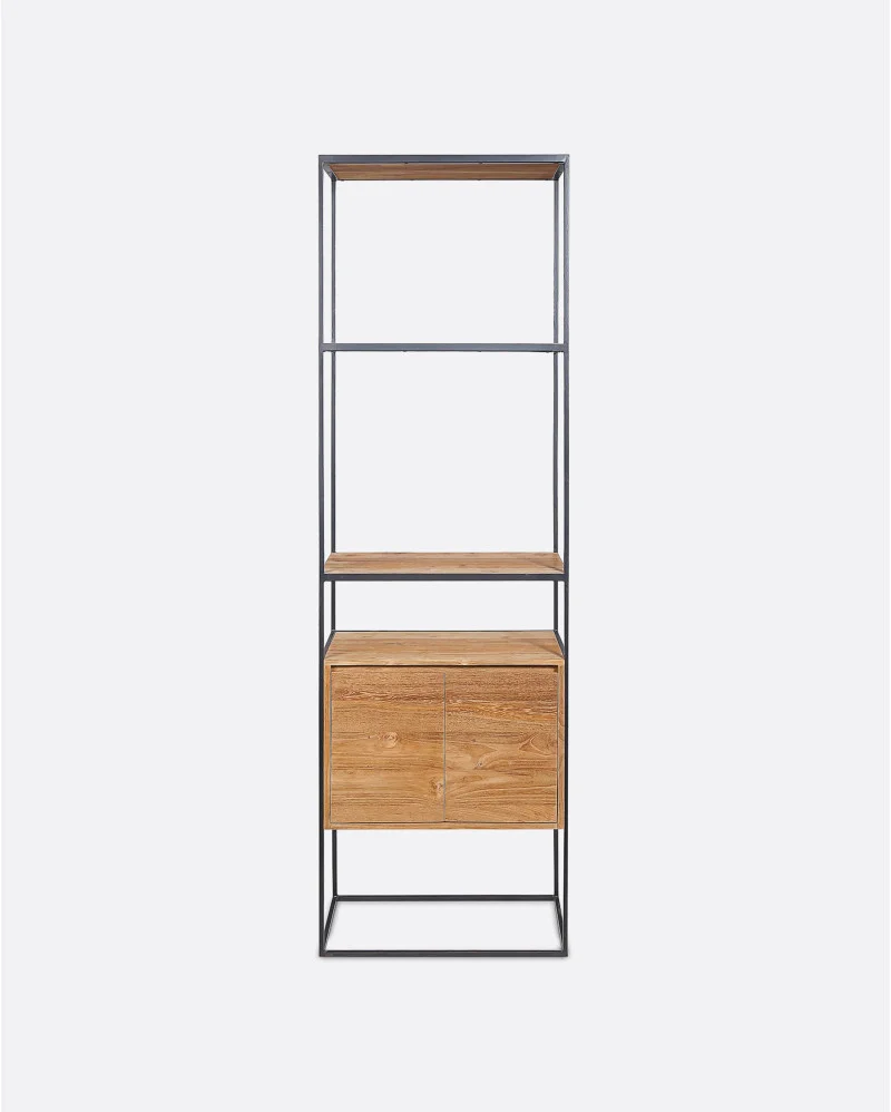 ONETWO bookcase in recycled teak wood and iron - 131071
