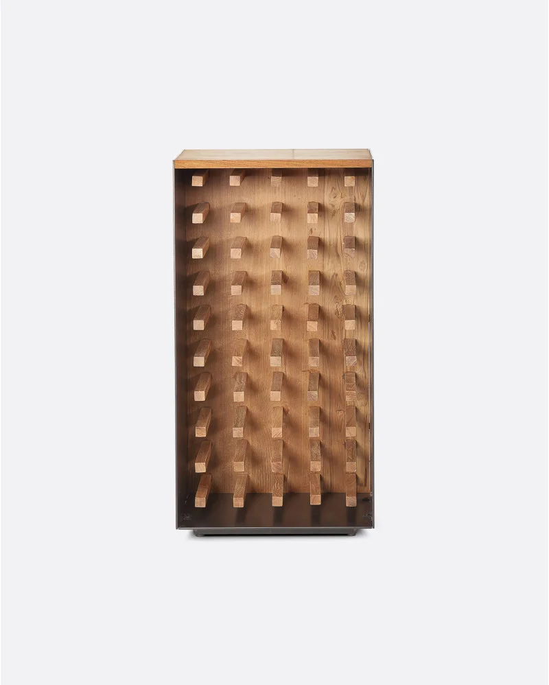 WINE bottle rack in recycled teak wood and iron . Storage up to 36 bottles - 131131
