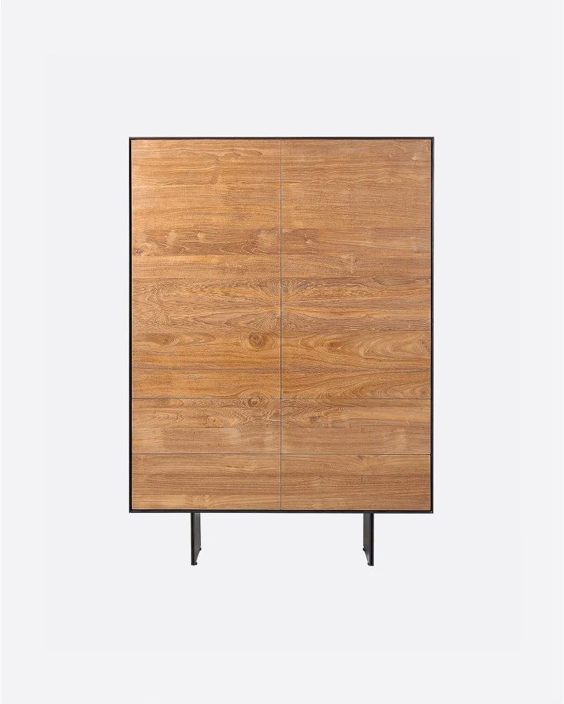 GEOX cabinet in untreated solid recycled teak wood and iron - 132051