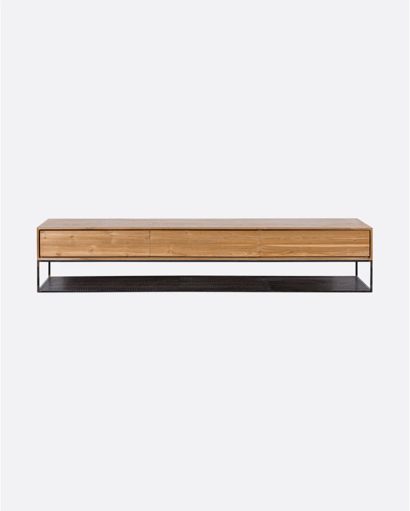 ONETWO TV stand in recycled teak wood and iron - 134012