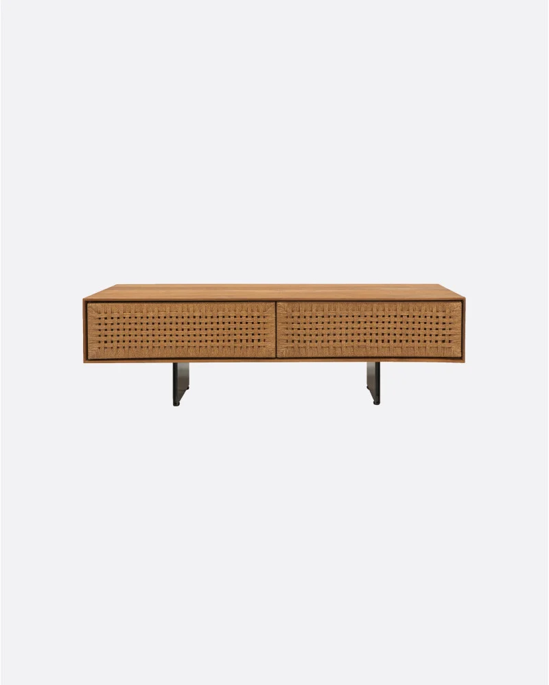 CORA TV stand in recycled teak wood and paper cord - 134031