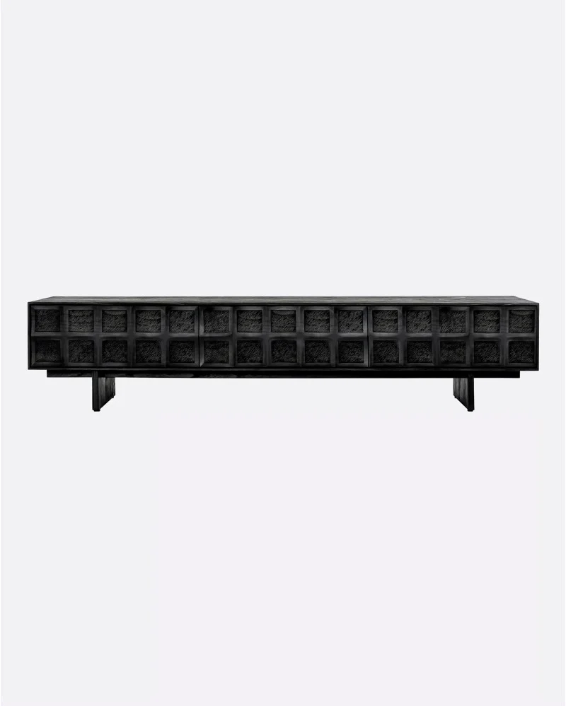 RIJAL TV stand in teak wood in black colour - 134041