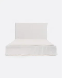 BEETHOVEN bed for mattress with linen cover in white colour - 142051