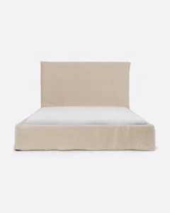 BEETHOVEN bed for mattress with linen cover in cross colour - 142057