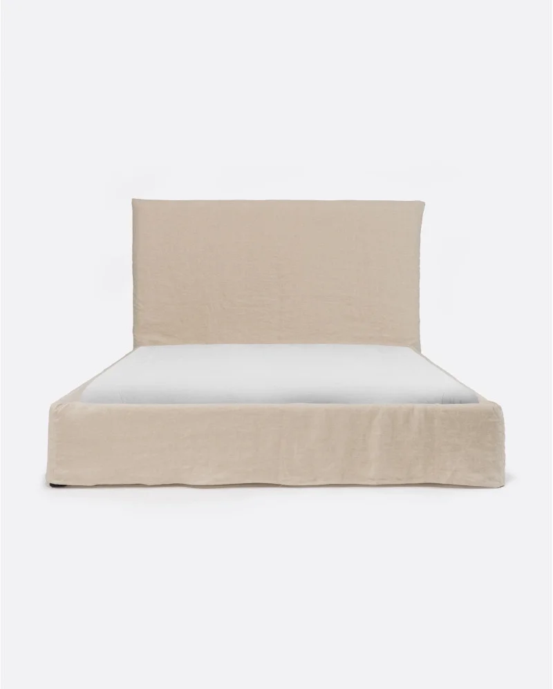 BEETHOVEN bed for mattress with linen cover in cross colour - 142057