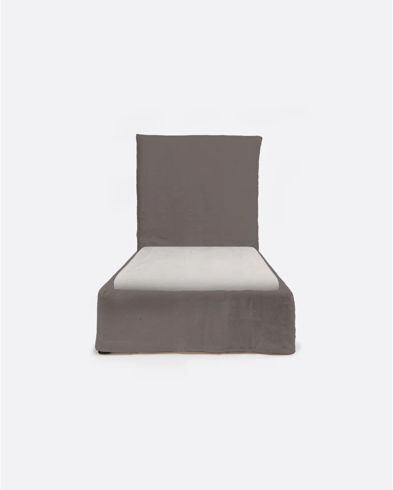 BEETHOVEN bed for single mattress and linen cover in taupe - 142095