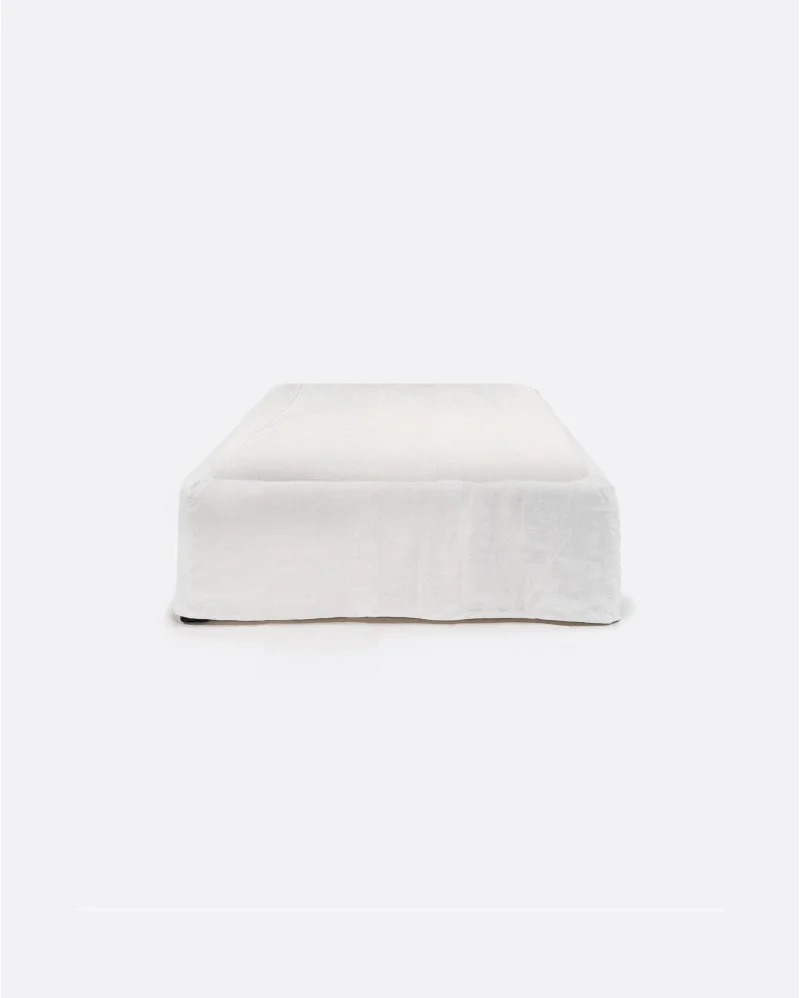 BEETHOVEN linen bed frame for single mattress in white color - 142117