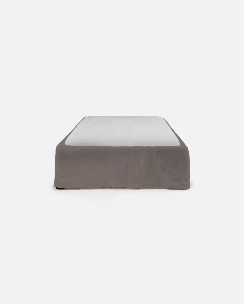 BEETHOVEN linen bed frame for single mattress in taupe color - 142121