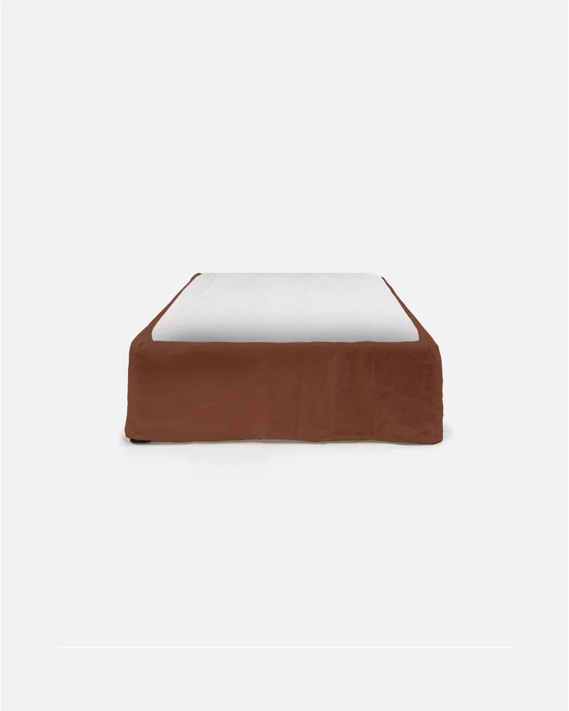 BEETHOVEN upholstered bed base for mattress in terracotta color - 142125