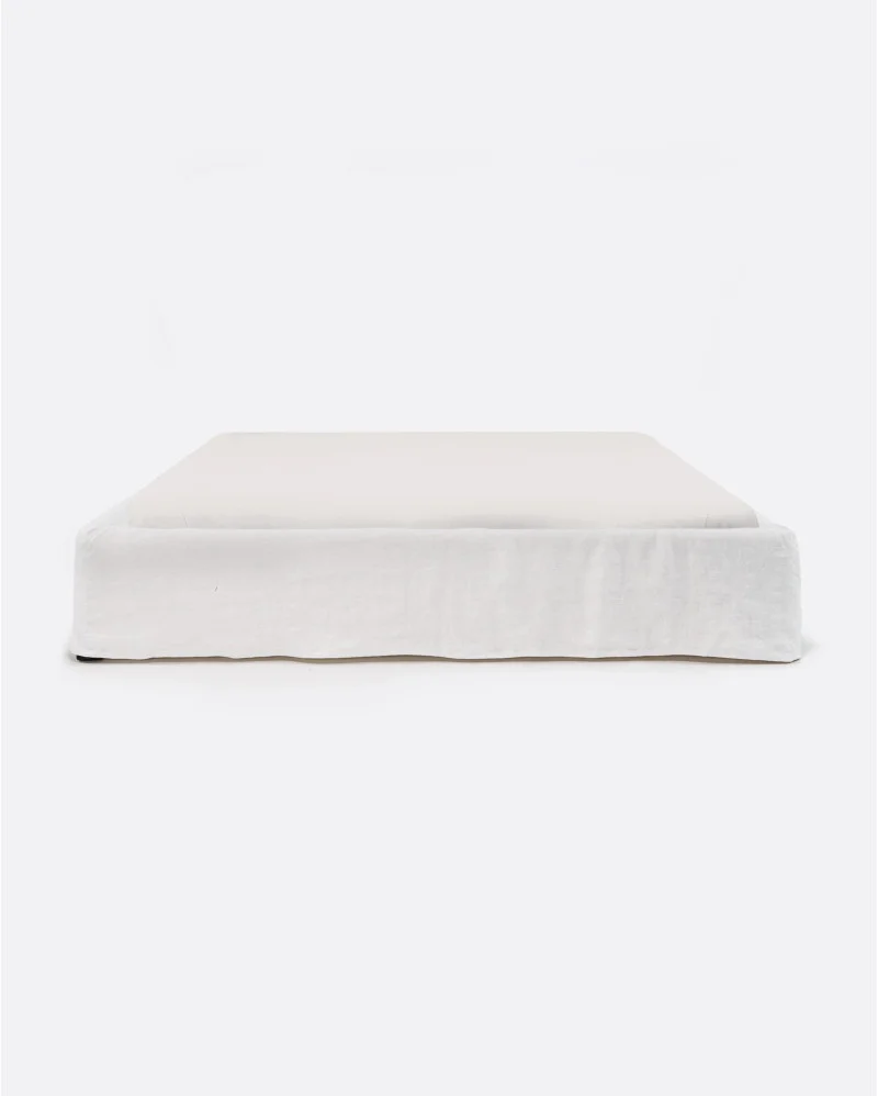 BEETHOVEN upholstered bed base for mattress in white color - 142141