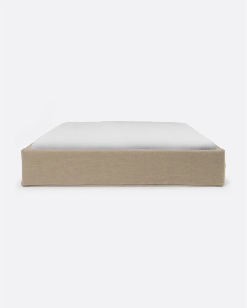 BEETHOVEN upholstered bed base for mattress in natural color - 142143