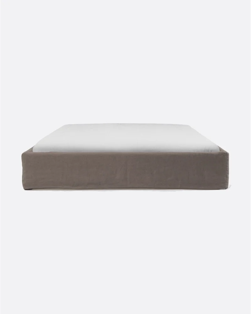 BEETHOVEN upholstered bed base for mattress in taupe color - 142145