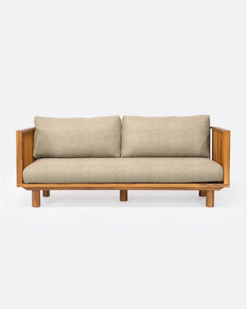 TOPRAK 2-seater outdoor sofa in natural teak and olefin