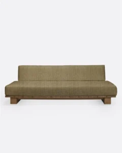 CORA 4-seater outdoor sofa in natural teak and synthetic rope
