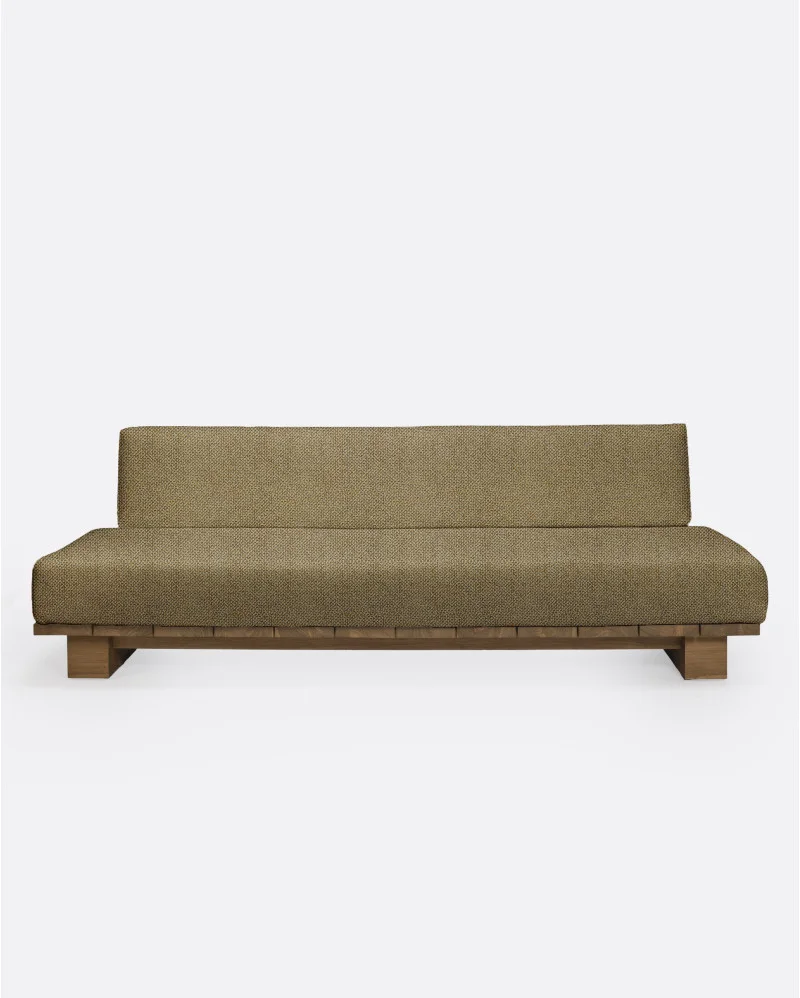 CORA 4-seater outdoor sofa in natural teak and synthetic rope