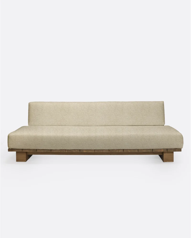 CORA 4-seater outdoor sofa in natural teak and synthetic rope