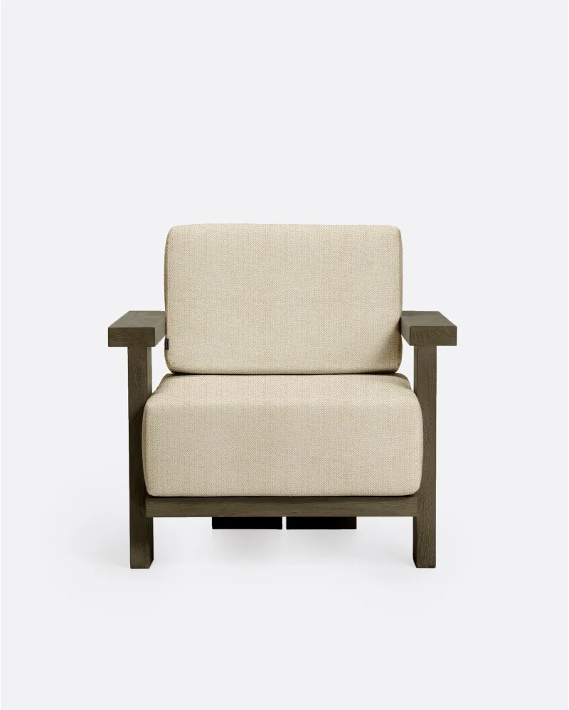 PANJANG 1-seater outdoor sofa in natural teak with aged finish