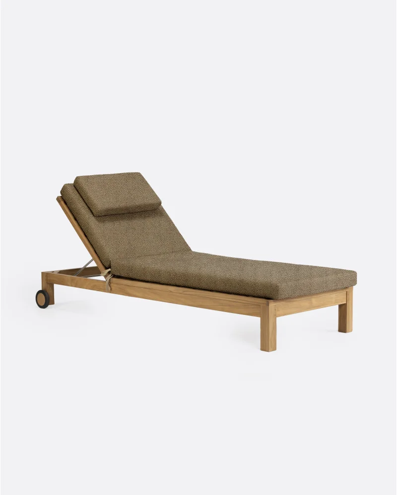 GENESIS outdoor sunbed in teak wood with a sand-colored mattress - 913449