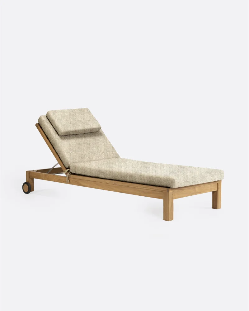 GENESIS outdoor sunbed in teak wood with an ivory mattress - 913450