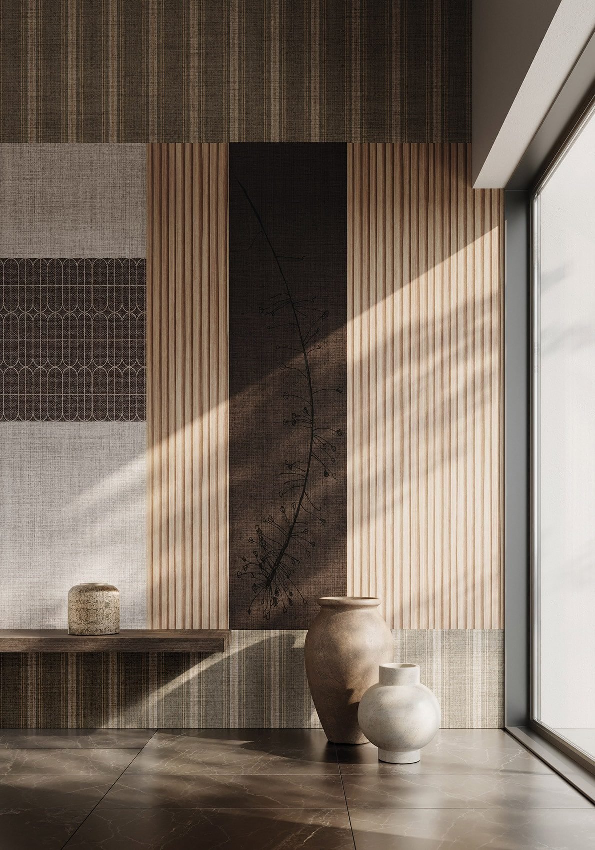 Decorative wallpaper. Our washable feature wall panels are made from a vinyl based material meaning they are tough as well as beautiful.