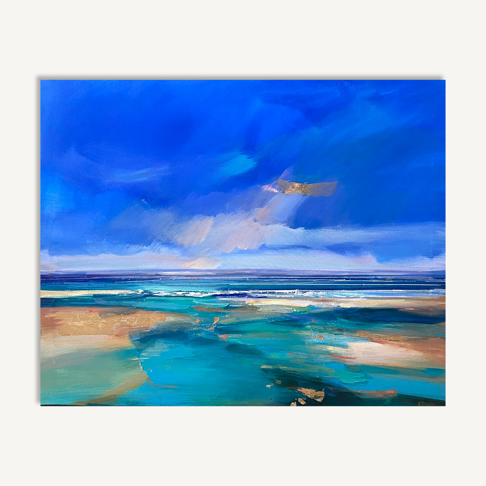 oliveira original signed painting artwork wall art mixed media ocean shore
